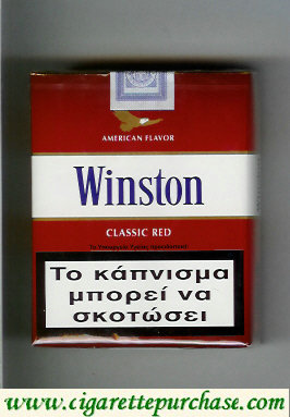 Winston with eagle from above on the top American Flavor Classic Red 25s cigarettes soft box